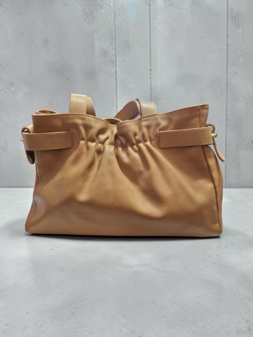 Furla Camel Tan Ruched Shoulder Bag